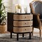 Baxton Studio Nabila Modern Bohemian Black Bayur Wood and Natural Rattan 3-Drawer End Table Nightstand 227-12895-ZORO - alternate 10